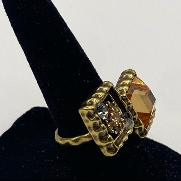 Carolina Herrera Luxury Vintage Dual Stone Ring from the 80s Gold Plated B/6.5” - Picture 13 of 13